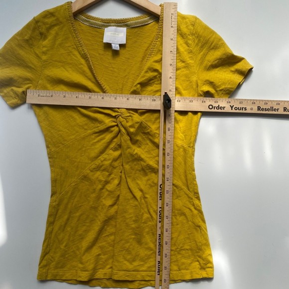Anthropologie Ett:twa Twist Front Top Short Sleeve Size XS Yellow - Picture 6 of 9